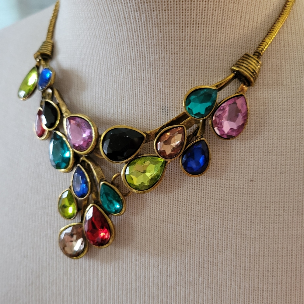 Multicolored Statement Necklace 16" - image 2